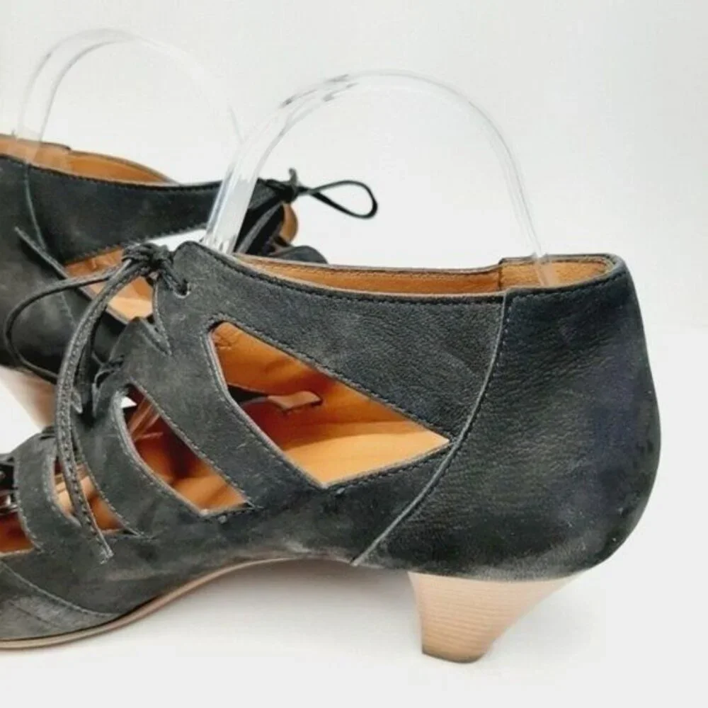 PAUL GREEN Prague Handmade Gladiator Cut Out Lace-up Suede Heels Sz 8 - Picture 12 of 15